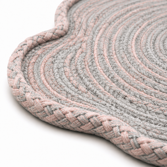 Flower-Shaped Woven Cat Resting Mat – Grey, Pink and Cream