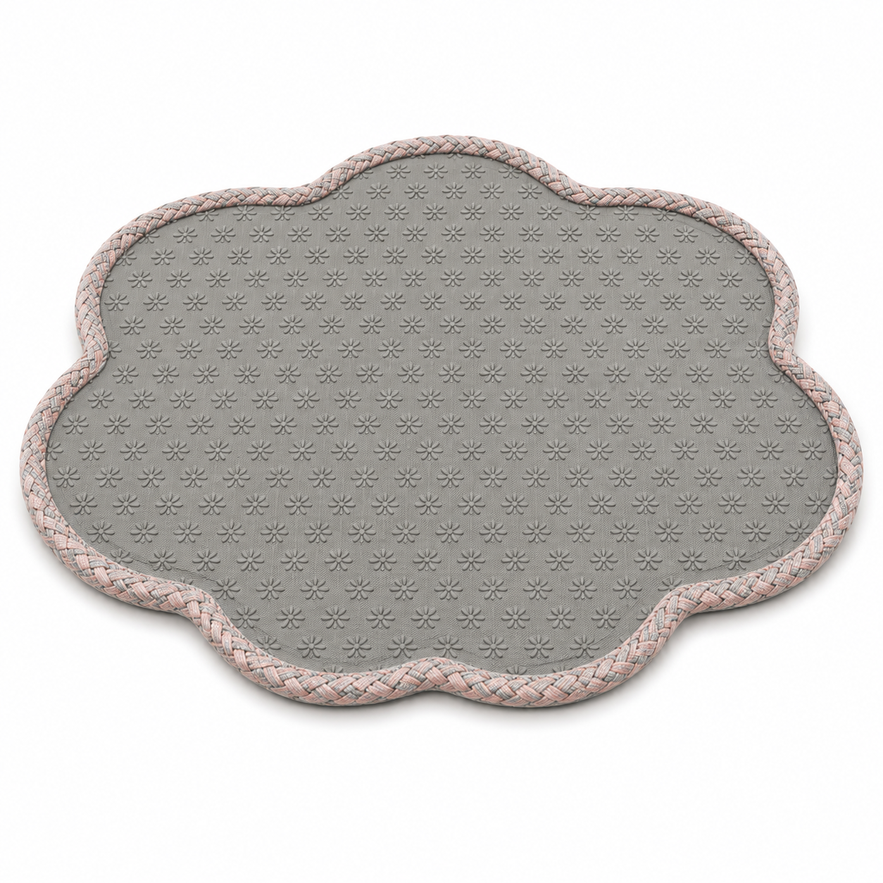 Flower-Shaped Woven Cat Resting Mat – Grey, Pink and Cream