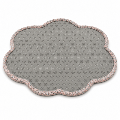 Flower-Shaped Woven Cat Resting Mat – Grey, Pink and Cream