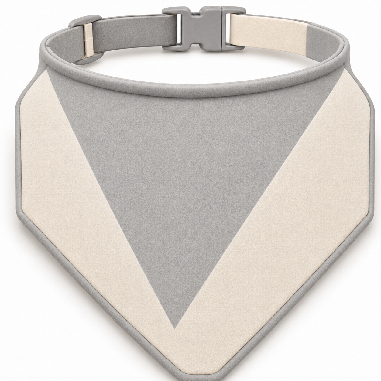 Grey and Cream Geometric Dog Bandana Collar with Buckle