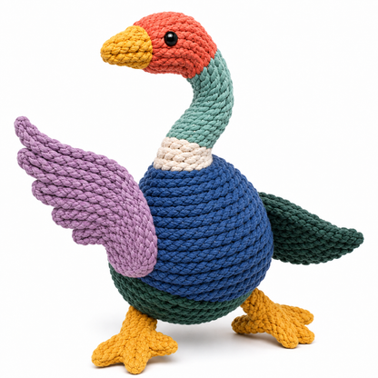 Multicolored Woven Bird-Shaped Cat Toy – Long Neck, Wings and Feet