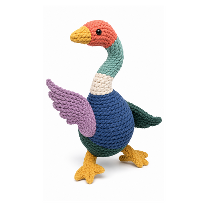 Multicolored Woven Bird-Shaped Cat Toy – Long Neck, Wings and Feet