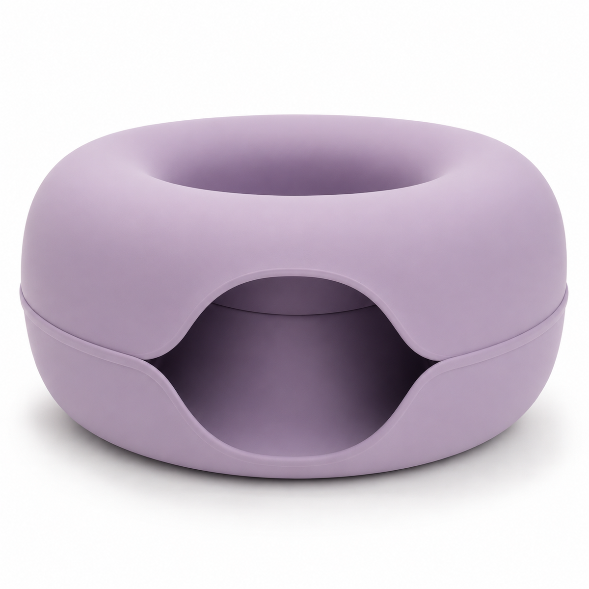 Purple Round Cat Cave Bed – Enclosed Hideaway with Front Entrance and Recessed Top