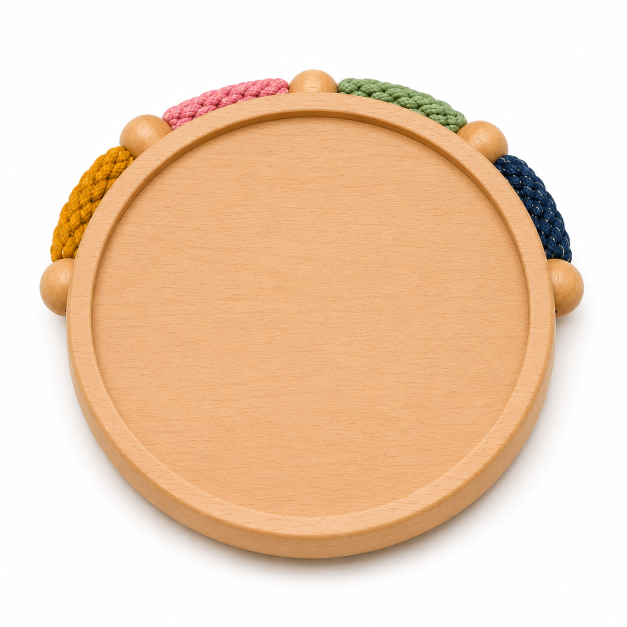 Round Mixed-Texture Dog Activity Toy – Multicolored Rope Pieces and Centre Ball